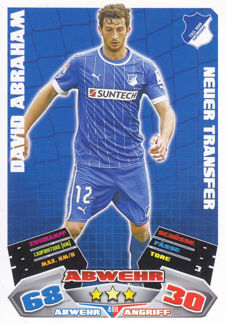 David Abraham / TSG Hoffenheim / Topps Bundesliga 2012 / Neuer Transfer / Nr. 408