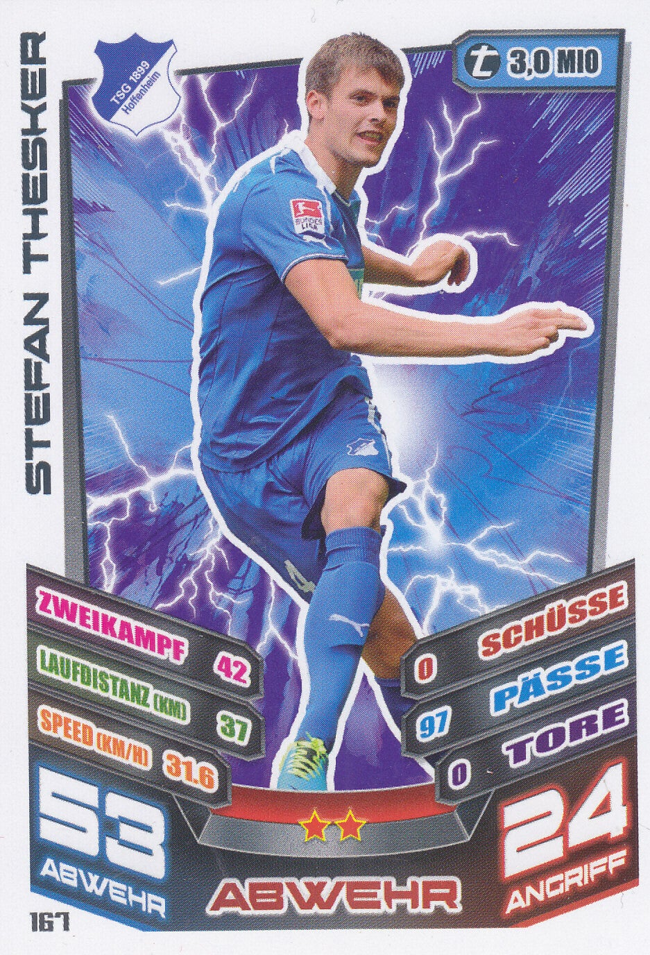 Stefan Thesker TSG Hoffenheim Basis Karte Nr.167