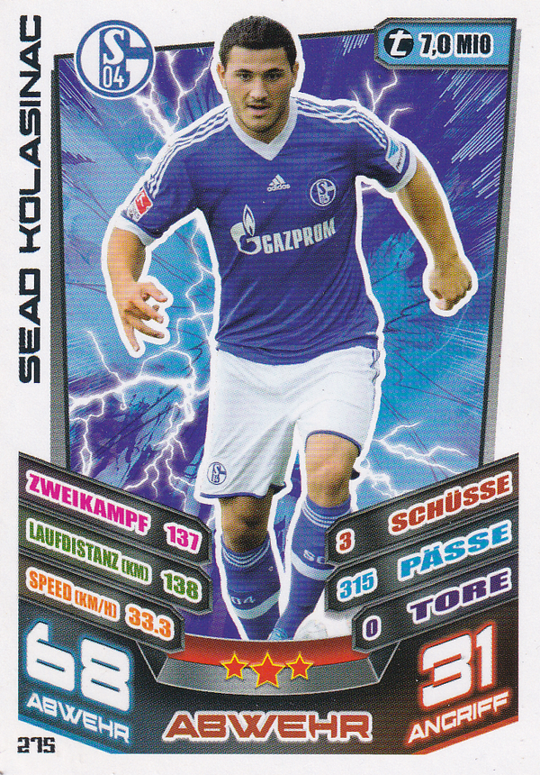 Sead Kolasinac - FC Schalke 04 - Topps Match Attax 2013 - Basis Karte - Nr. 275
