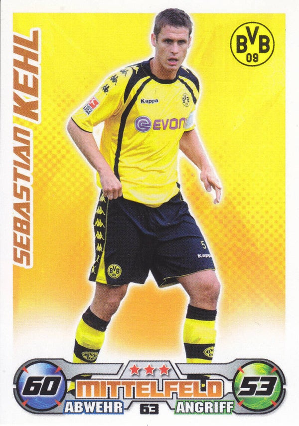 Sebastian Kehl / Borussia Dortmund / Topps Match Attax 2009 / Basis Karte / Nr.63