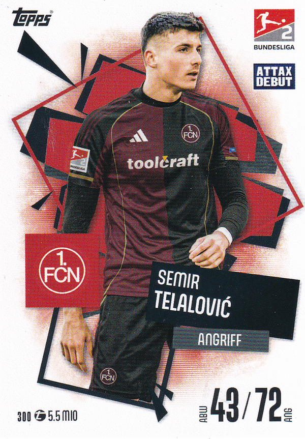 Semir Telalovic - 1.FC Nürnberg - Topps Match Attax 2025 - Basis Karte - Nr. 300