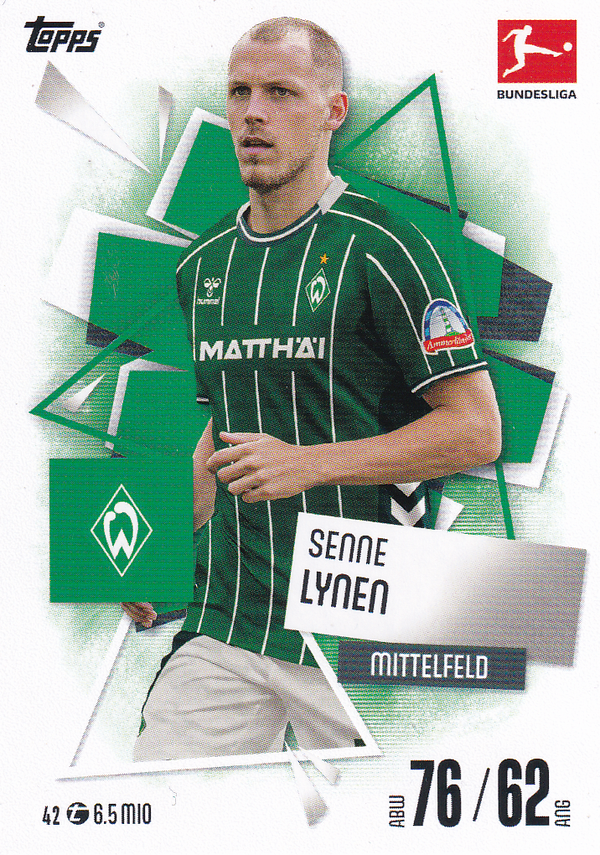 Senne Lynen - SV Werder Bremen - Topps Match Attax 2025 - Basis Karte - Nr. 42