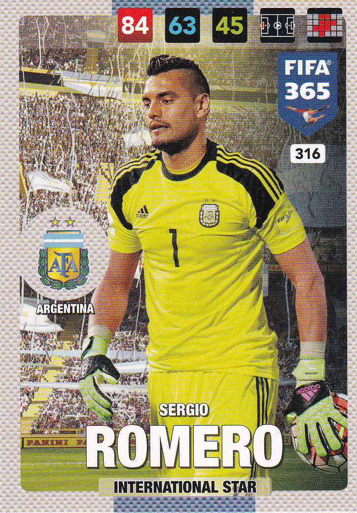 Sergio Romero - Argentinien - Panini Fifa 365 Jahr 2017 - International Star - Nr. 316