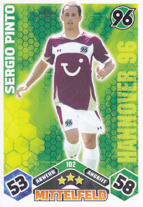 Sergio Pinto / Hannover 96 / Topps Match Attax 2010 / Basis Karte / Nr. 102