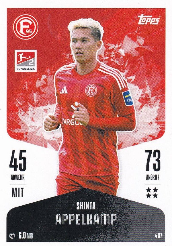 Shinta Appelkamp / Fortuna Düsseldorf / Topps Match Attax 2024 / Basis Karte / Nr. 407