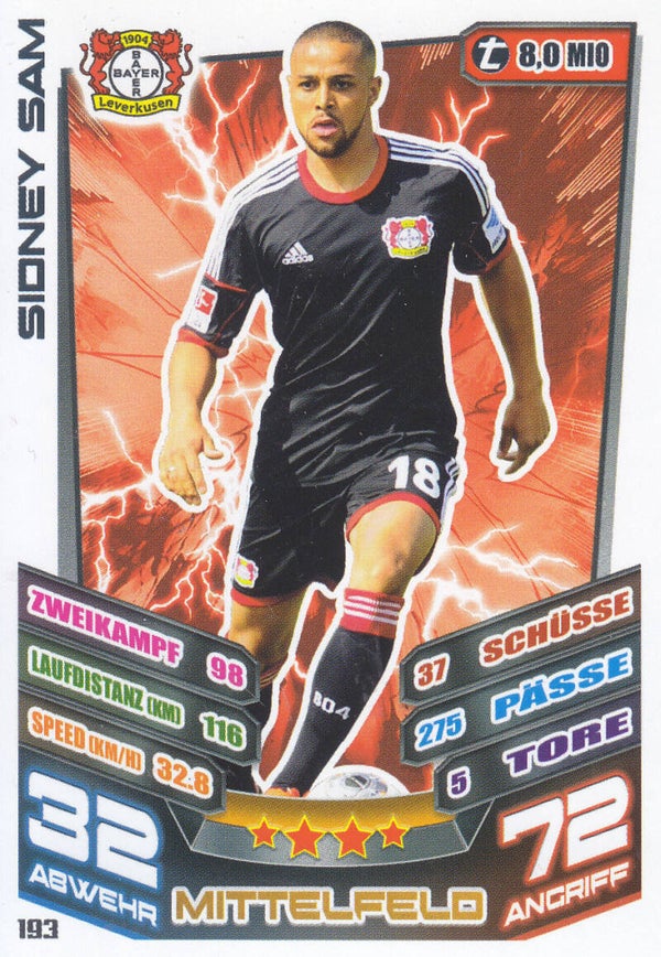 Sidney Sam / Bayer Leverkusen / Topps Match Attax 2013 Basis Karte / Nr.193