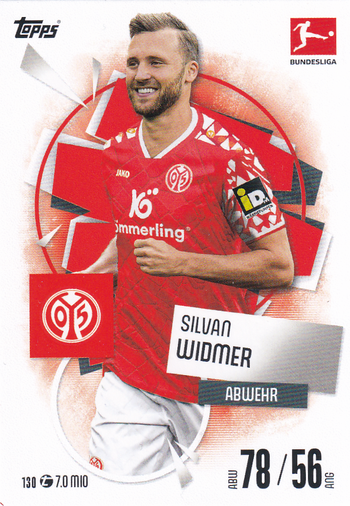 Silvan Widmer - 1.FSV Mainz 05 - Topps Match Attax 2025 - Basis Karte - Nr. 130