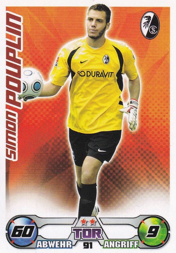 Simon Pouplin / SC Freiburg / Topps Match Attax 2009 / Basis Karte / Nr. 91