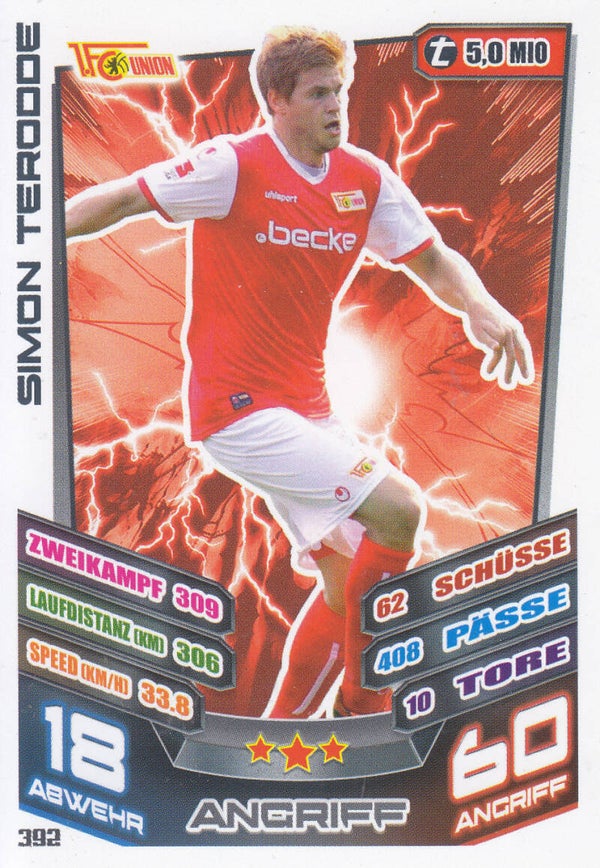 Simon Terodde / 1.FC Union Berlin / Topps Match Attax 2013 / Basis Karte / Nr. 392