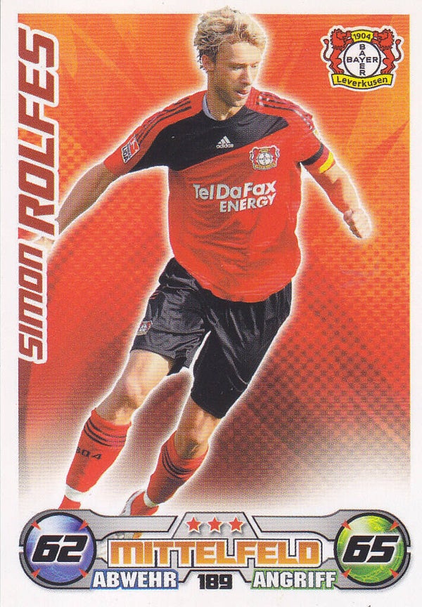 Simon Rolfes / Bayer Leverkusen / Topps Match Attax 2009 / Basis Karte / Nr.189