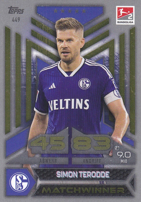 Simon Terodde / FC Schalke 04 / Topps Match Attax 2023 / Matchwinner 2.Bundesliga / Nr.449