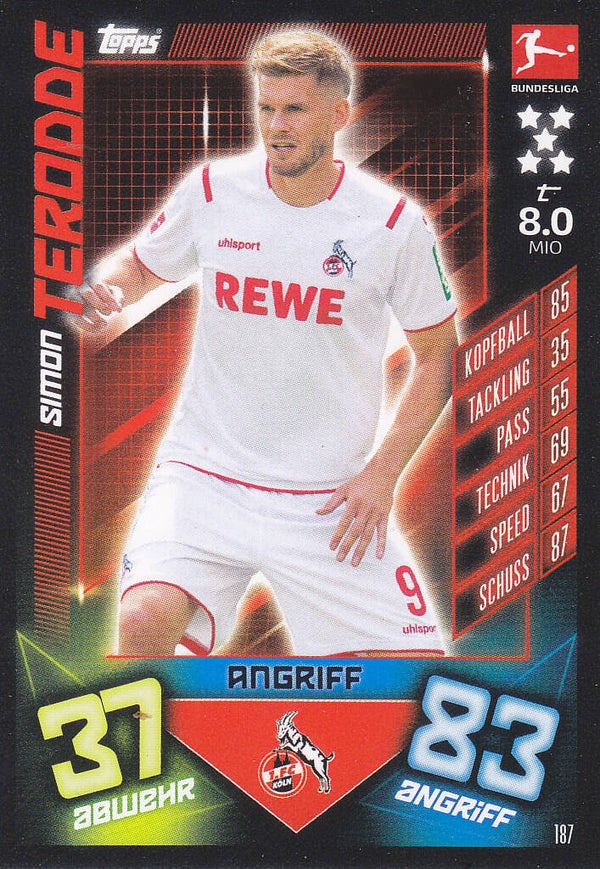 Simon Terodde - 1.FC Köln - Topps Match Attax 2019 - Basis Karte - Nr. 187