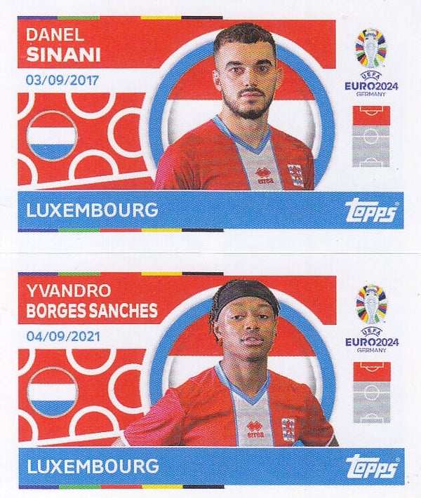 Danel Sinani & Yvandro Borges Sanches / Luxemburg / Topps EM 2024 / Basis Doppelbild / Nr. LUX 14 LUX 15