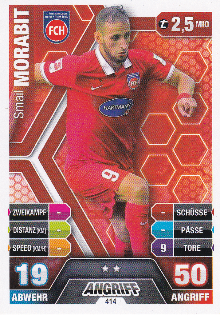 Smail Morabit - 1.FC Heidenheim - Topps Match Attax 2014 - Basis Karte - Nr. 414