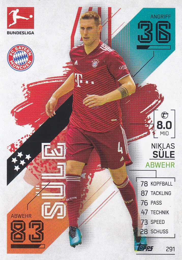 Niklas Süle / FC Bayern München / Topps Match Attax 2021 / Basis Karte / Nr.291