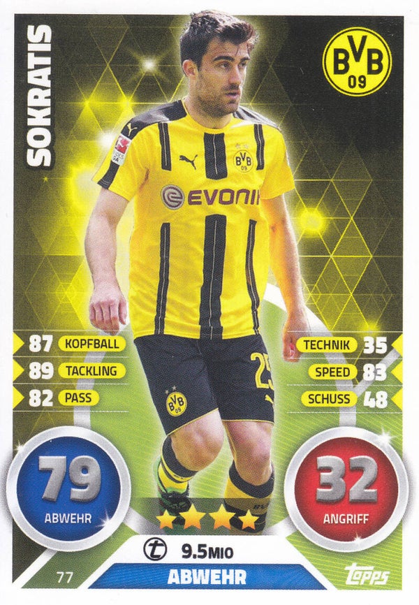 Sokratis / Borussia Dortmund / Topps Match Attax 2016 / Basis Karte / Nr.77