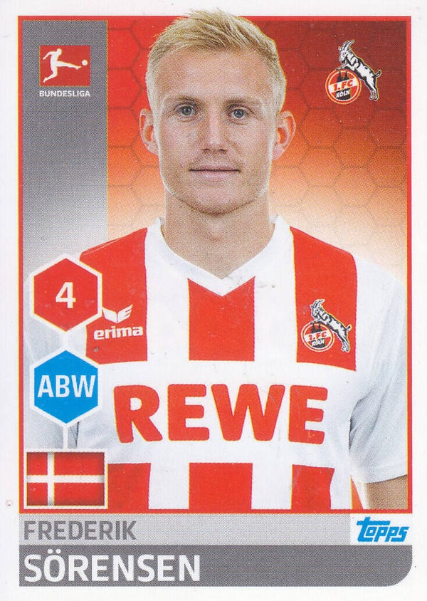 Frederik Sörensen / 1.FC Köln / Topps Bundesliga 2017 / Basis Bild / Nr. 144