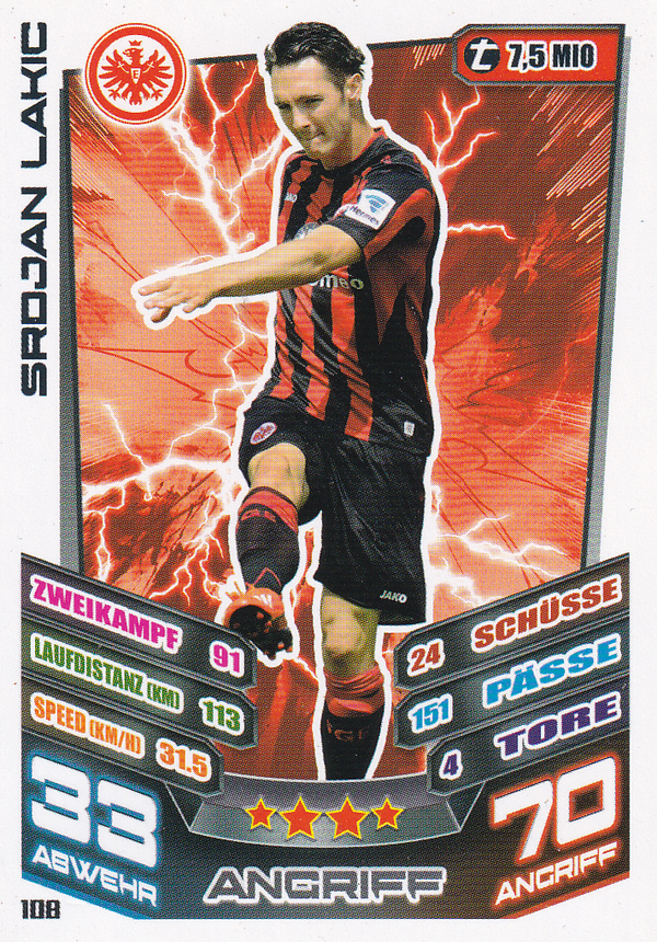 Srojan Lakic - Eintracht Frankfurt - Topps Match Attax 2013 - Basis Karte - Nr. 108