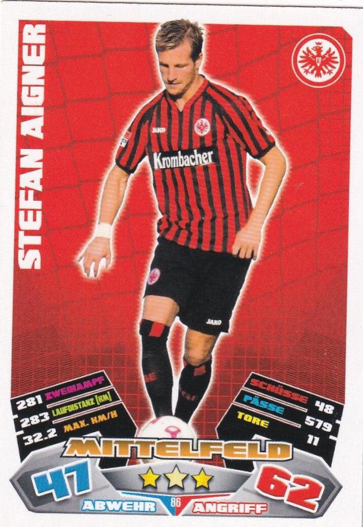 Stefan Aigner / Eintracht Frankfurt / Topps Match Attax 2012 / Basis Karte / Nr. 86
