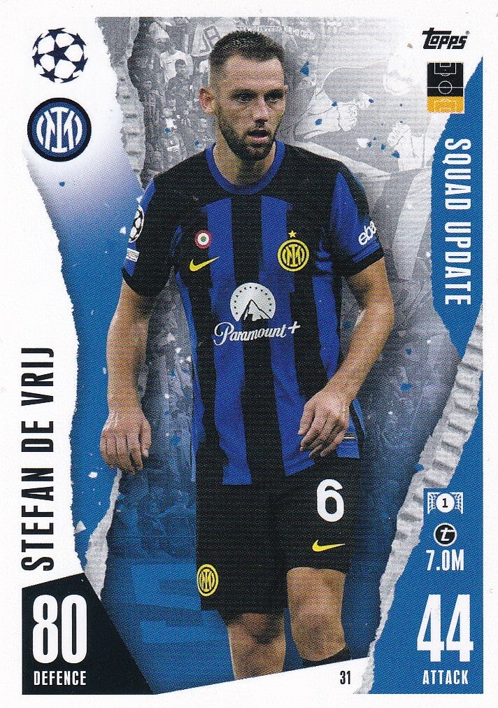 Stefan de Vrij / Inter Mailand / Topps Champions League 2023 / Squad Update / Nr. 31