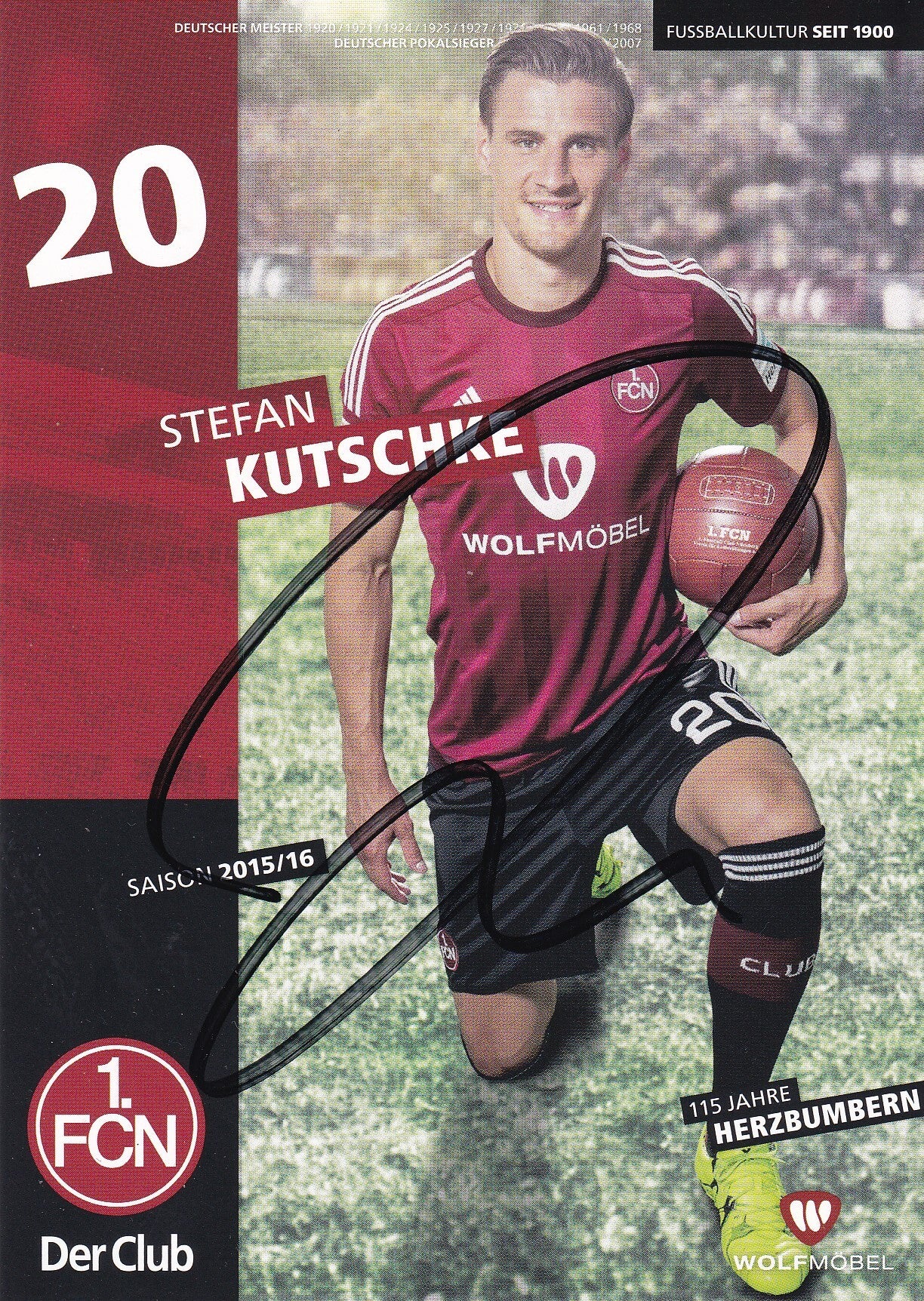 Stefan Kutschke / 1.FC Nürnberg / Autogrammkarte 2015