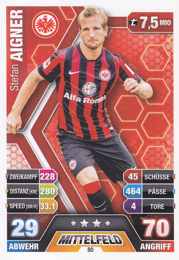 Stefan Aigner / Eintracht Frankfurt / Topps Match Attax 2014 / Basis Karte / Nr.80