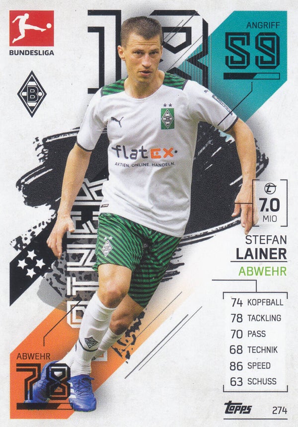 Stefan Lainer / Borussia Mönchengladbach / Topps Match Attax 2021 / Basis Karte / Nr.274