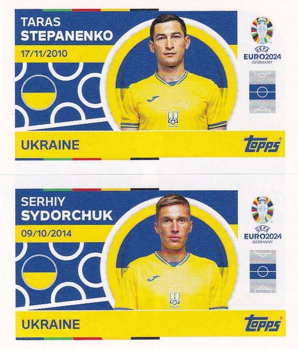 Taras Stepanenko & Serhiy Sydorchuk / Ukraine / Topps EM 2024 / Basis Doppelbild / Nr. UKR 10 UKR 11