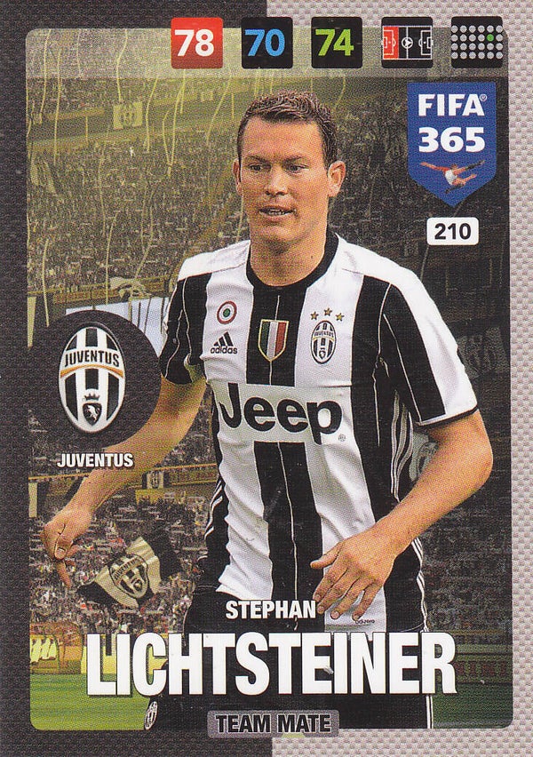 Stephan Lichtsteiner - Juventus Turin - Panini Fifa 365 - Jahr 2017 - Basis Karte - Nr. 210
