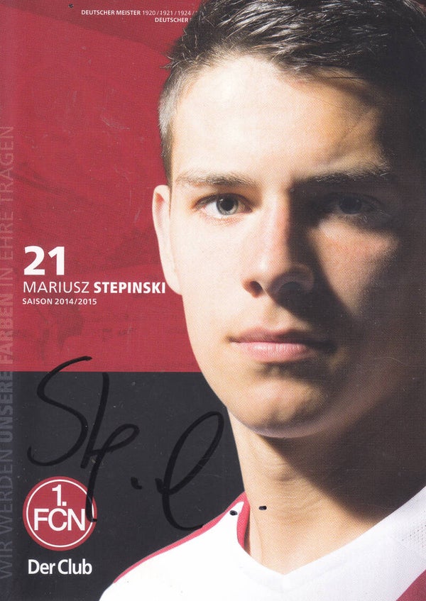 Mariusz Stepinski / 1.FC Nürnberg / Autogrammkarte 2014