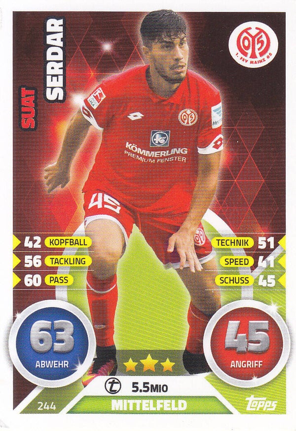 Suat Serdar / 1.FSV Mainz 05 / Topps Match Attax 2016 / Basis Karte / Nr.244