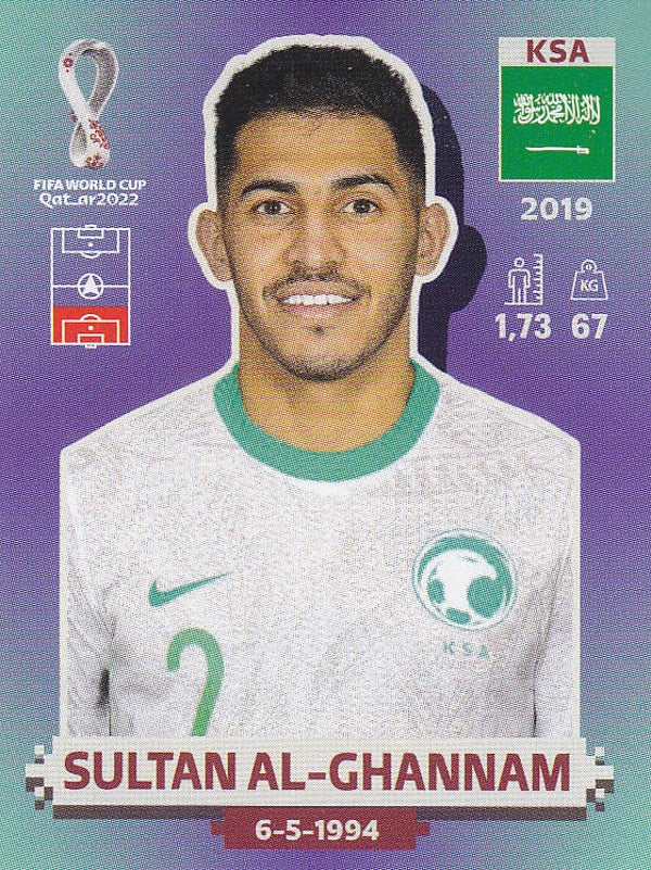 Sultan Al-Ghannam / Saudi Arabien / Panini WM 2022 / Basis Bild / Nr. KSA 8