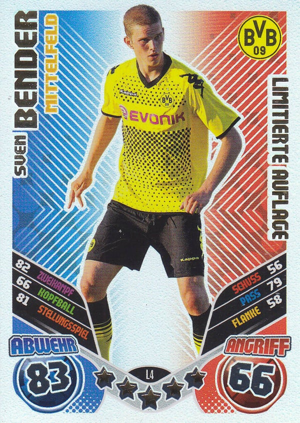 Sven Bender - Borussia Dortmund - Topps Match Attax 2011 - Limitierte Auflage - Nr. L4