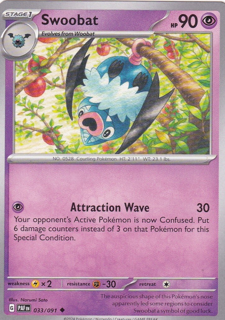 Swoobat / Pokemon / Scarlet & Violet Paldean Fates / Stage 1 / Nr. 033/091