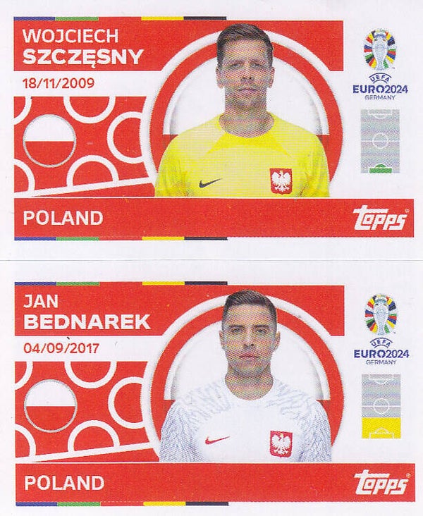 Wojciech Szczesny & Jan Bednarek / Polen / Topps EM 2024 / Basis Doppelbild / Nr. POL 2 POL 3