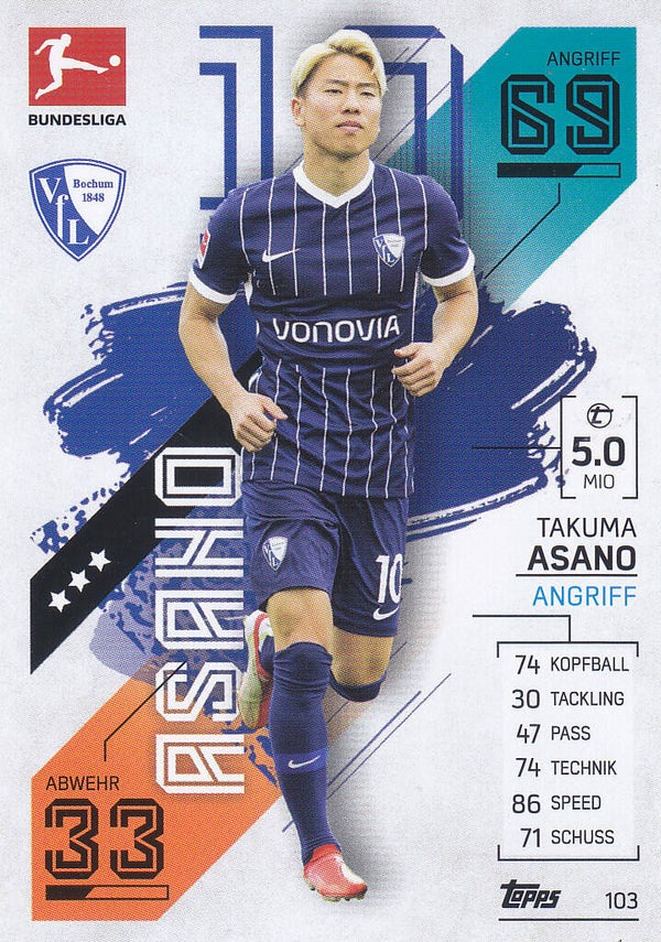 Takuma Asano / VFL Bochum / Topps Match Attax 2021 / Basis Karte / Nr.103