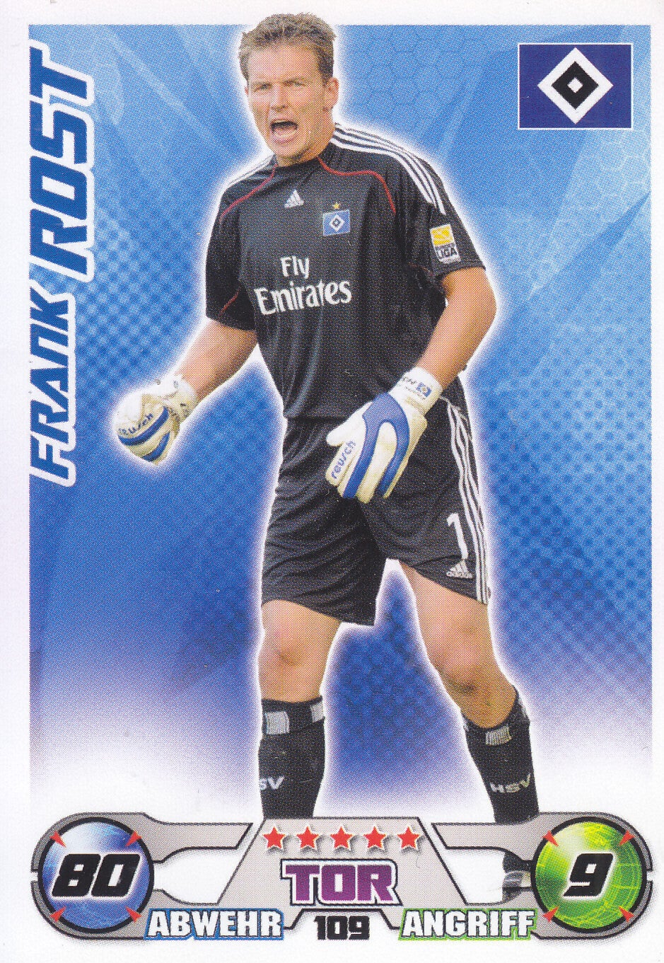 Frank Rost / Hamburger SV / Topps Match Attax 2009 / Basis Karte / Nr. 109