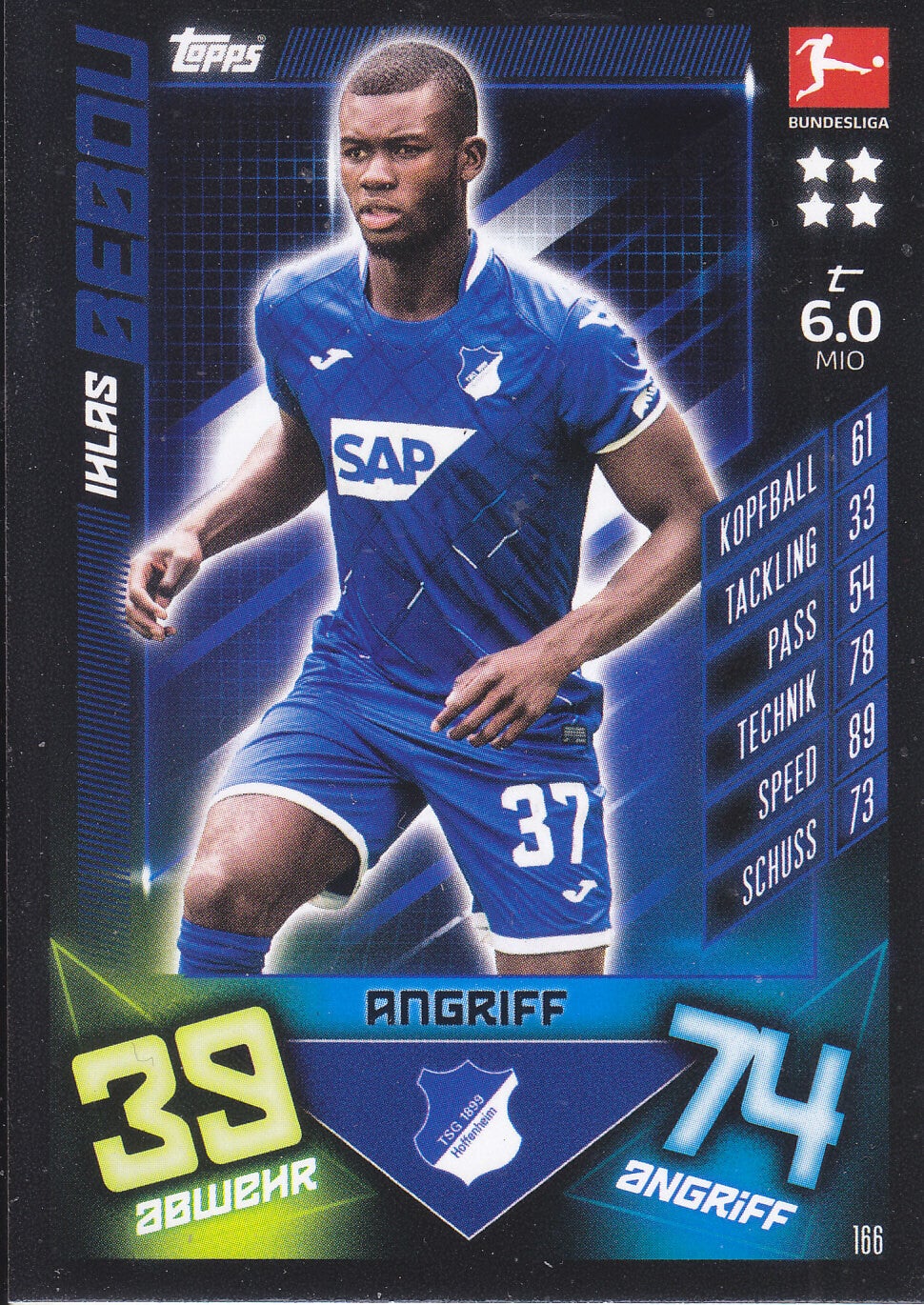 Ihlas Bebou / TSG Hoffenheim / Topps Match Attax 2019 / Basis Karte / Nr. 166