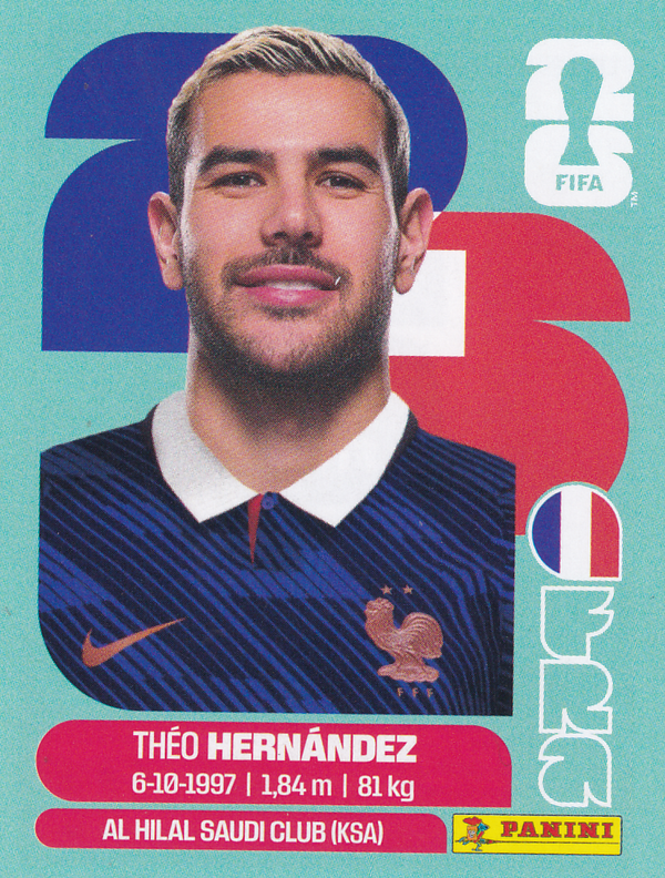 Theo Hernandez - Frankreich - Panini WM 2026 - Basis Bild - FRA3