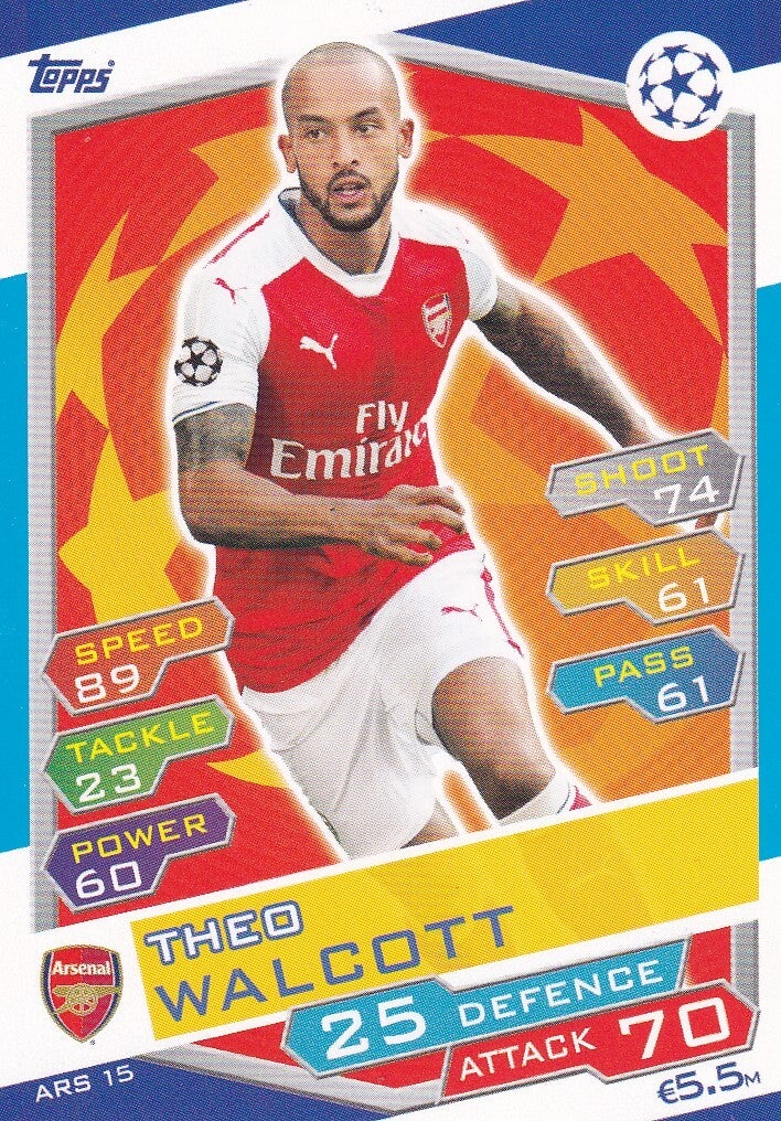 Theo Walcott - Arsenal London - Topps Champions League 2016 - Basis Karte - Nr. ARS 15