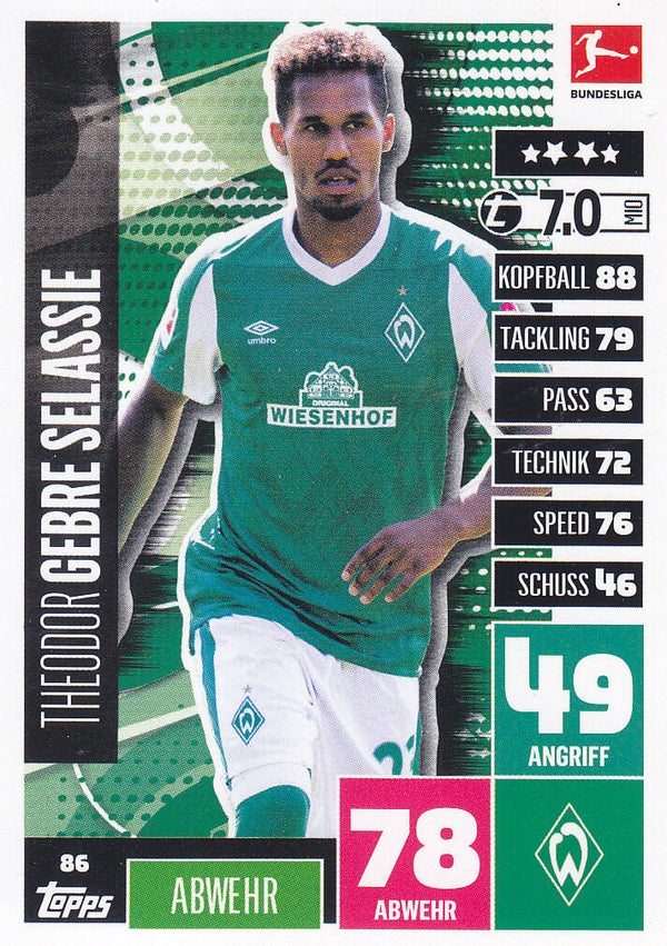 Theodor Gebre Selassie / SV Werder Bremen / Topps Match Attax 2020 / Basis Karte / Nr. 86