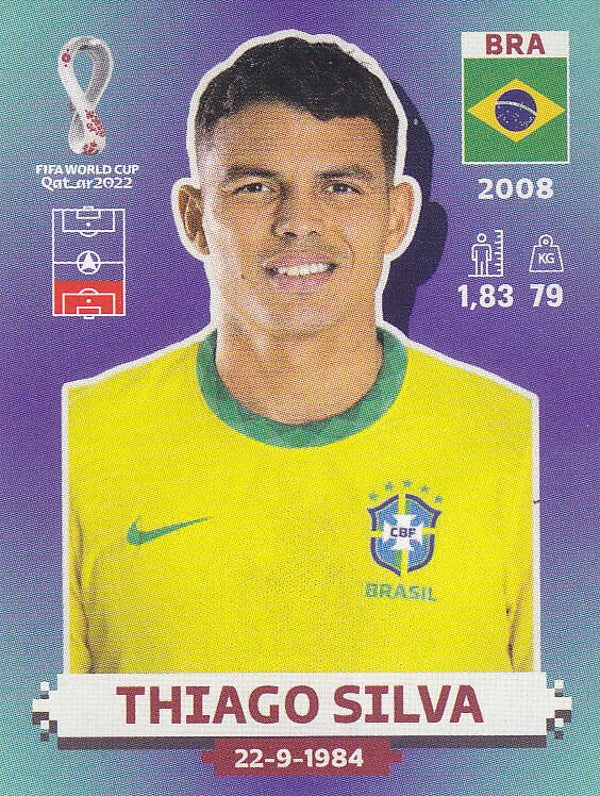 Thiago Silva / Brasilien / Panini WM 2022 / Basis Bild / Nr. BRA 9