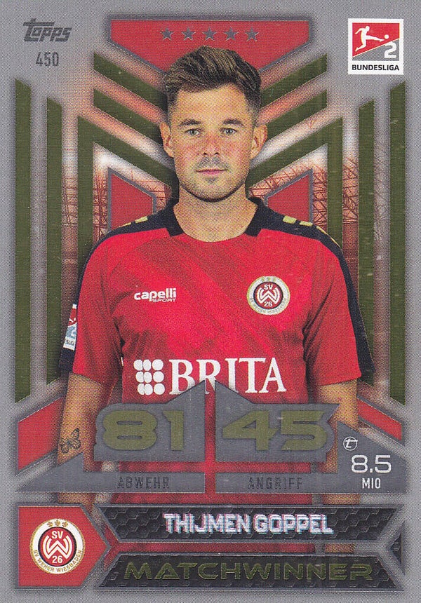 Thijmen Goppel / SV Wehen Wiesbaden / Topps Match Attax 2023 / Matchwinner 2.Bundesliga / Nr.450