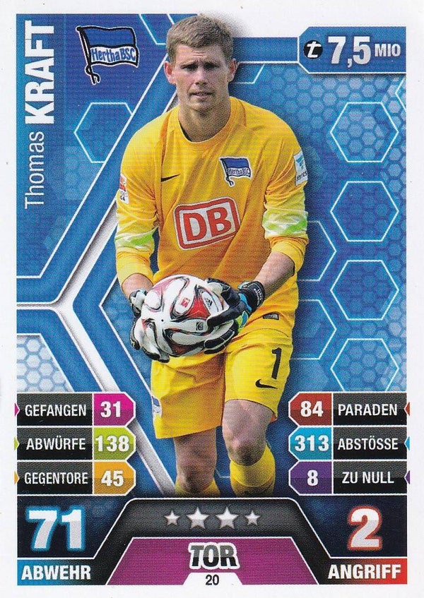 Thomas Kraft / Hertha BSC Berlin / Topps Match Attax 2014 / Basis Karte / Nr. 20