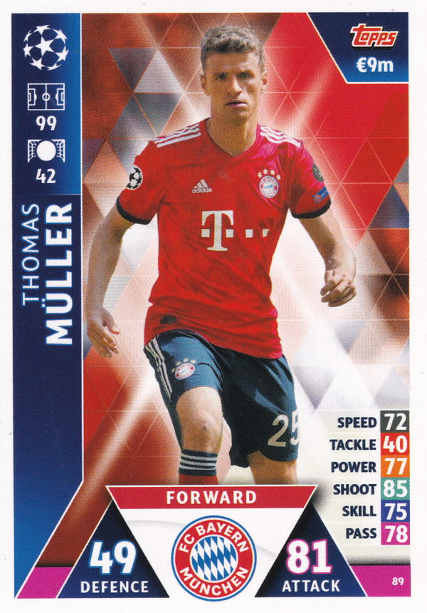 Thomas Müller - FC Bayern München - Topps Champions League 2018 - Basis Karte - Nr.89