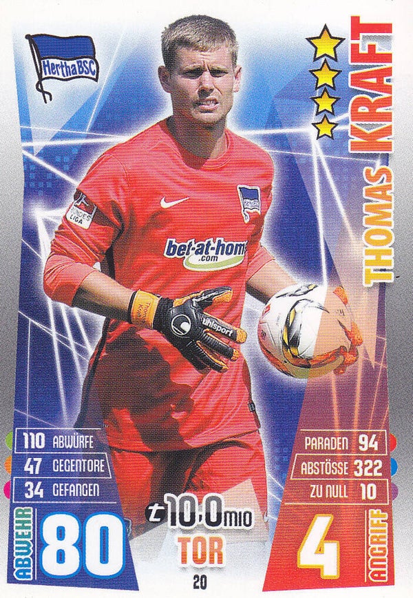 Thomas Kraft / Hertha BSC Berlin / Topps Match Attax 2015 / Basis Karte / Nr.20