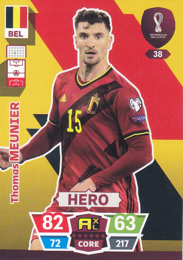 Thomas Meunier / Belgien / Panini WM 2022 / Hero Karte / Nr. 38