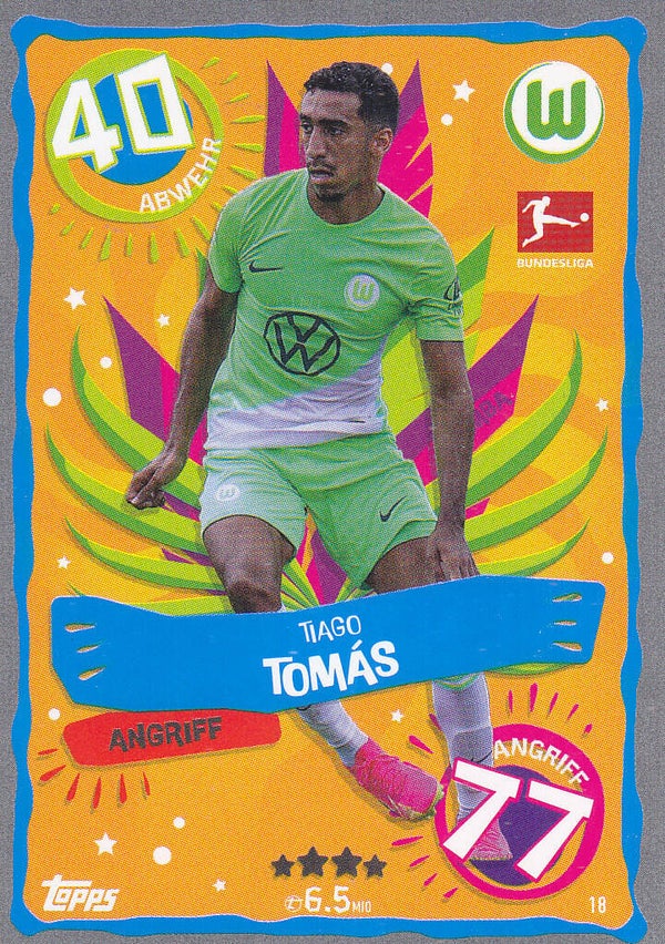 Tiago Tomas / VFL Wolfsburg / Topps Match Attax 2023 / Samba Karte / Nr.18