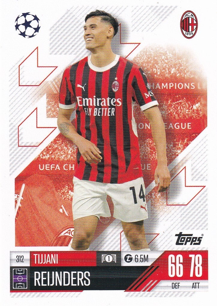 Tijjani Reijnders / AC Mailand / Topps Champions League 2024 / Basis Karte / Nr. 312