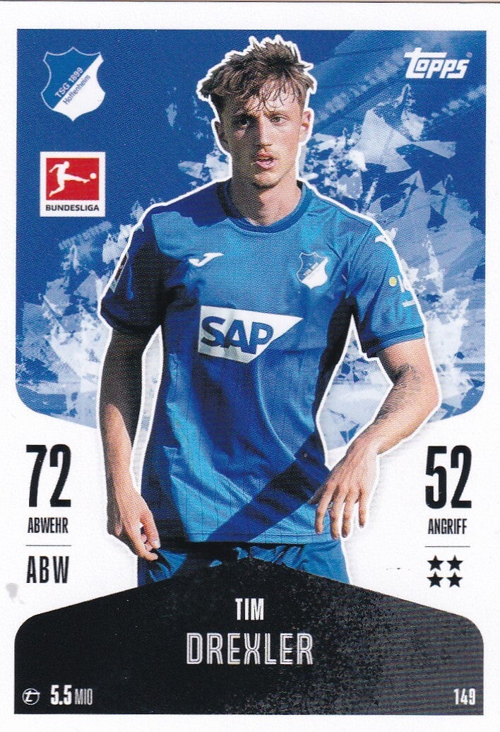 Tim Drexler - TSG Hoffenheim / Topps Match Attax 2024 / Basis Karte / Nr. 149